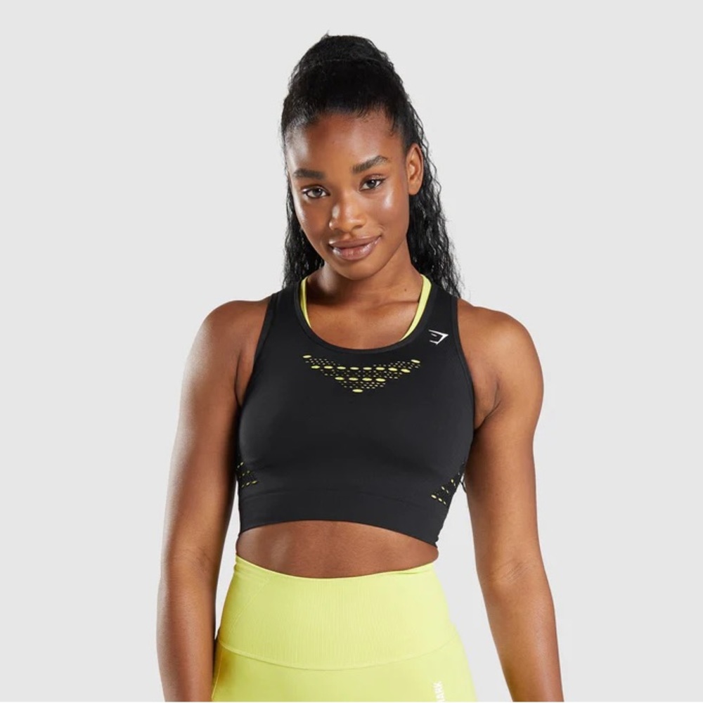 NWT Gymshark Energy+ Seamless Crop Top - Black - Small